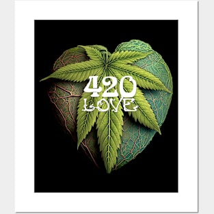 420 Day: 420 Love On a Dark Background Posters and Art